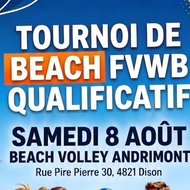 Tournoi qualificatif de beach FVWB. Andrimont le 8 août 26 