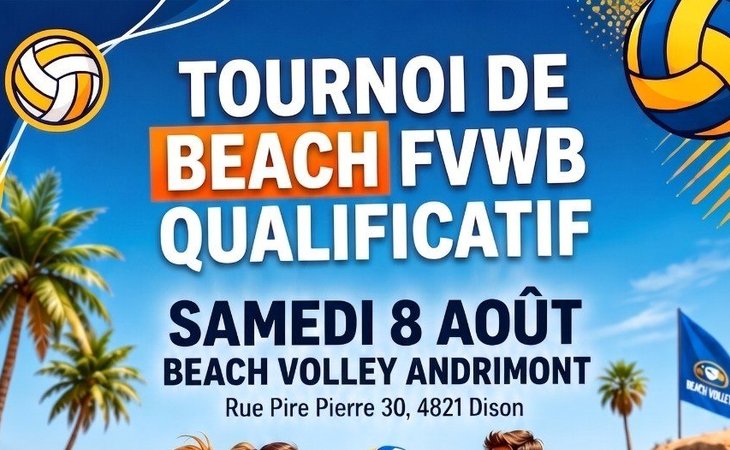 Tournoi qualificatif de beach FVWB. Andrimont le 8 août 26 